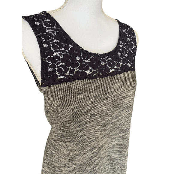 Anthropologie Lilka Size Medium Space Dye Esme Dress Navy Blue White Lace Detail - Picture 7 of 12